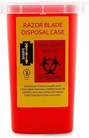 TEONEI Razor Blades Dispenser Case,Small Portable Sharps Container,Razor Blades Disposal Case,Disposable Razor Cutter Container,Barber Shop Storage Container (Red)