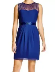 Aidan Mattox Navy Blue Women's Polka-Dot Illusion Sheath - Size 6 - Retail $220