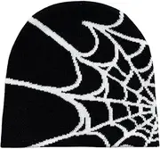[Pooyikoi] Y2K Gothic Spider Pattern Wool Acrylic Knitted Hat Women Beanie Winter Warm Beanies Men Casual Skullies Outdoor