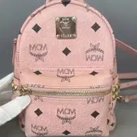 在飛比找蝦皮購物優惠-MCM 2023新款 粉色 迷妳mini 雙肩背包 小書包 