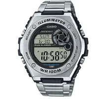 在飛比找ETMall東森購物網優惠-【CASIO】重工業風全金屬不鏽鋼電子錶-銀(MWD-100