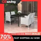 Garden dining set black cushion white rattan 5 piece outdoor furniture 9699