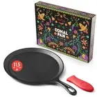 Uno Casa Cast Iron Comal Pan 11.5 Inch - Skillet for Roti, Tawa/Dosa Pan Pata...