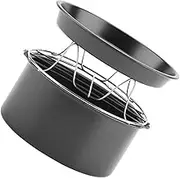 CIYODO 1 Set Air Fryer Baking Accessories Set Non Stick Pizza Pan Cake Pan Steam Rack for Convenient Cooking Baking Material Easy Clean Design