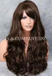 STRIKING! Long Wavy Curly with bangs Dark Brown Layered Stunning Wig win 4