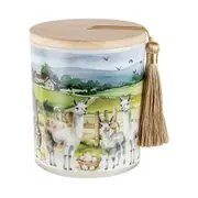 On The Farm Llama 300g Vanilla Scented Candle w/Wood Lid & Tassel Home Decor