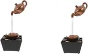 BESPORTBLE 2pcs Mini Water Fountain with Led Lights Compact Indoor Water Feature Vintage Decor for Home Office Relaxing Tabletop Ornament