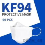 60 PCs White Disposable KF94 Face Mask 4 Layers Adult Protective Mask