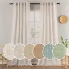 Natural White Linen Curtains 90 Inch Long 2 Panels Set for Bedroom Living Room,