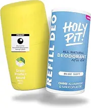 HOLY PIT - Deodorant Stick [100% Aluminium Free] | Refillable Deodorant Known on TV | Unisex Deodorant for Men and Women | Vegan | Starter Pack, Blue Soft