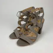 Sam Edelman Womens Yardley Sandals Gray Block Heel Lace Up Strappy Suede 10M New