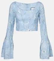 [Agua by Agua Bendita] Agua by Agua Bendita Limoncillo Lymanopoda floral linen crop top UK 6 blue