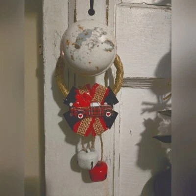 Rustic Red Truck Door Hanger Doorknob Hanger Valentine's Day Hearts Ribbon Door
