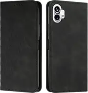 Compatible with Nothing Phone (1) 5G Magnetic Closure Wallet case Cover,Compatible with Nothing Phone One 5G Flip Kickstand Case Black