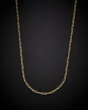 14K Italian Gold Polished Paperclip Chain Necklace