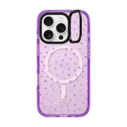 iPhone 16 Pro Impact Ring Stand Case MagSafe Compatible Girly Gold Dots by Nature Magick - Shimmery Gold Glitter Polka Dot + Clear