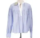 Lee Mathews NWT Emmie Blouse Size 2 US M in Sky Blue and White 100% Cotton