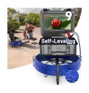 Self-Leveling Sewer Camera 100FT, Anysun 9" HD Screen Pipe Borescope Drain In...