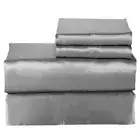 YELLOW-PRICE Silk Bed Sheet Set - White, Grey - 4 Piece (Queen, King)