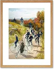 Travel Penny Farthing Cycling Bicycle Tricycle Vintage Ad Art Framed Wall Art Print