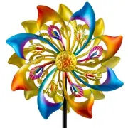 13" Dia Wind Spinners Outdoor with 4 Prong Stakes, Kinetic Metal Wind Spinner...