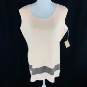 Apart Impressions Womens Tunic Dress Top Sz Missy L Large Peach Sleeveless Nwt