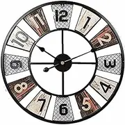 DKULMN Outdoor Garden Wall Clock, Silent Non Ticking 24 Inch Clock Decor Clock Weatherproof Silent Metal Garden Clock,Large Numerals Outdoor Clock