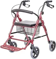 Walker, Foldable Walking Mobility Aid Walker Rollator Shopping Cart Trolley with Seat and Handbrake for Elderly Little Surprise