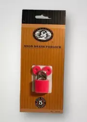 Neon Brass Lewis n Clark Mini Padlock No.1203 Pink Vintage