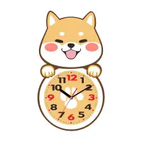 在飛比找博客來優惠-台灣製掛鐘 CL002 呆萌可愛微笑柴犬掛鐘靜音時鐘- 赤柴