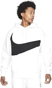 Men's Nike White/Black Sportswear Swoosh Tech Fleece Pullover Hoodie - M