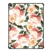 iPad Air 13-inch (M2/M3) iPad Impact Case Botanical pink coral forest green yellow peony floral