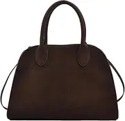[Deermisu] Womens Suede Tote Bag, Faux Leather Tote Bag for Women Vintage Top Handle Bag Fashion Retro Shoulder Satchel Bag