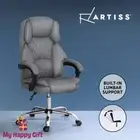 Artiss Executive Office Chair Computer Gaming Chairs Fabric Recliner Grey