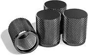 STEEL HAWK Precision CNC Machined Stainless Steel Tire Air Valve Caps, Wheel Tyre Stem Covers for Cars- 4 Pack - Black