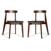 Set of 2 - Masa Ito Oriental Dining Chair - Walnut Frame - Black Cushion Seat