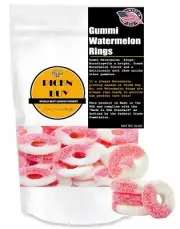 Gummi Watermelon Rings 16 oz Bag - Peanut free, Tree Nut Free, Dair by PICKN BUY