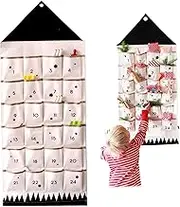 Fabric Advent Calendar with Pockets 24 Day Empty Advent Calendars to Fill 20x48in Wall Hanging Reusable DIY Calendar 2024 for Home, Office, School