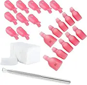 JZK Nail Remover Tool set, 10x Finger Nail Clips + 10x Toe Nail Clips + 200x Nail Cotton Pads + 1 Nail Remover Tool For Remover Acrylic UV Gel Polish Nail