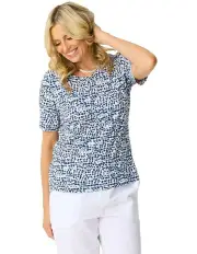 [Fella Hamilton] Sequel Short Sleeve Top in Blue Mix