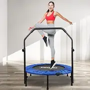 Centra Foldable Mini Trampoline Rebounder,Fitness Trampolines with U Shape Adjustable Foam Handle, Stable Quiet Rebounder, Exercise Trampoline for Adults and Kids Indoor Garden