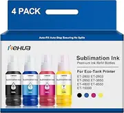 hehua Sublimation Ink Auto Refill Bottles Compatible for ET-2400 ET-2720 ET-2760 ET-4760 ET-4800 ET-2800 ET-2803 ET-2850 ET-15000 Inkjet Printers Heat Press Transfer on Mugs T-Shirts (400ML, 4 Pack)