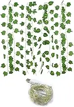 chaojiu Green Leaf Rattan Artificial Ivy Garland Fake Leaf Plants Vine Garland String Light 2 Meters 20 LEDs USB Powered Wedding Party Christmas Holiday Patio Decoration
