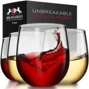Unbreakable Stemless Plastic Wine Glasses | Reusable | Shatterproof 100% Trit...