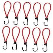 Heavy Duty Small Bungee Cord with Hooks- 10 Pack Mini Bungee Cords Heavy Red