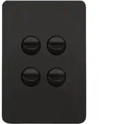 Hager Allure 4 Gang Switch Plate cw mechs Matt Black - WBHSV4-MB