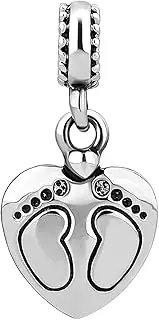 [SBI Jewelry] Foot Print Charm for Bracelet Women Love Girls Mom Daughter Wife Birthday Anniversary Compatible with Pandora Bracelet, No Gemstone