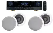 Rockville Bluetooth Amplifier+(4) 8" Ceiling Speakers For Restaurant/Bar/Cafe