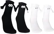 [PYHOT] 2 Pairs Holding Hands Socks,Couple Handshake Socks,Unisex Mid Tube Funny Hand In Hand Socks, Novelty 3D Doll Gifts Socks