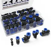 Air Fittings, 40 pcs Air Hose Fittings, 8 mm Air Hose Quick Connect, 10 Spliters+10 Elbows+10 Tee+10 Straight, Air Line Kit to Connect Fittings